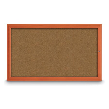 United Visual Products Slim Enclosed Corkboard, 24"x36", Bronze Alum Frame/Cinnabar UVEB2436-BRONZE-CINNABA